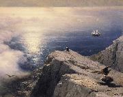 Ivan Aivazovsky A Rocky Coastal Landscape in the Aegean with Ships in the Distance oil painting